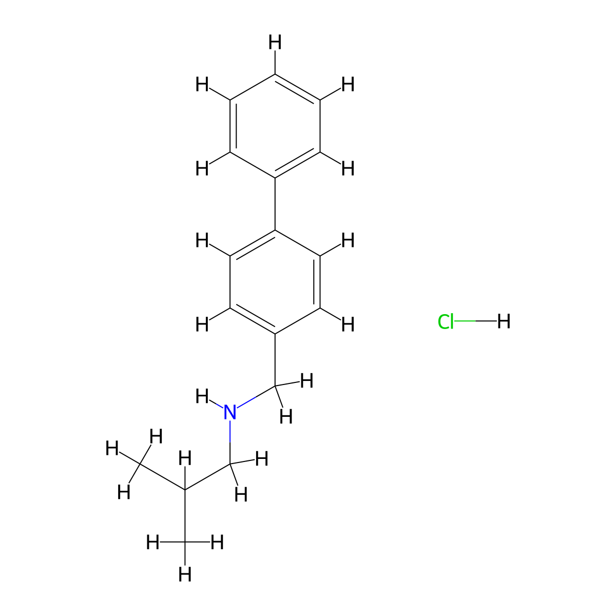 (2-Methylpropyl)[(4-phenylphenyl)methyl]amine hydrochloride molecular structure, CAS 1158498-77-1