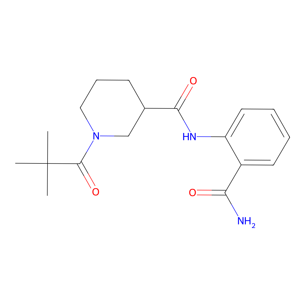 N-(2-carbamoylphenyl)-1-(2,2-dimethylpropanoyl)piperidine-3-carboxamide molecular structure, CAS 1158501-54-2