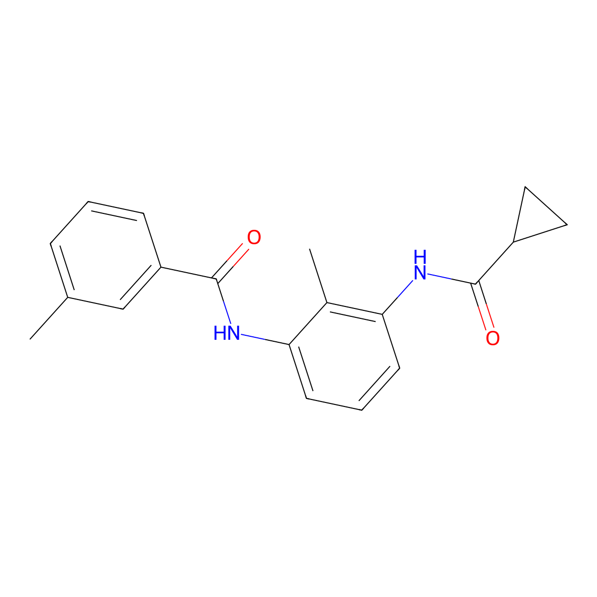 N-{3-[(cyclopropylcarbonyl)amino]-2-methylphenyl}-3-methylbenzamide molecular structure, CAS 1158501-92-8