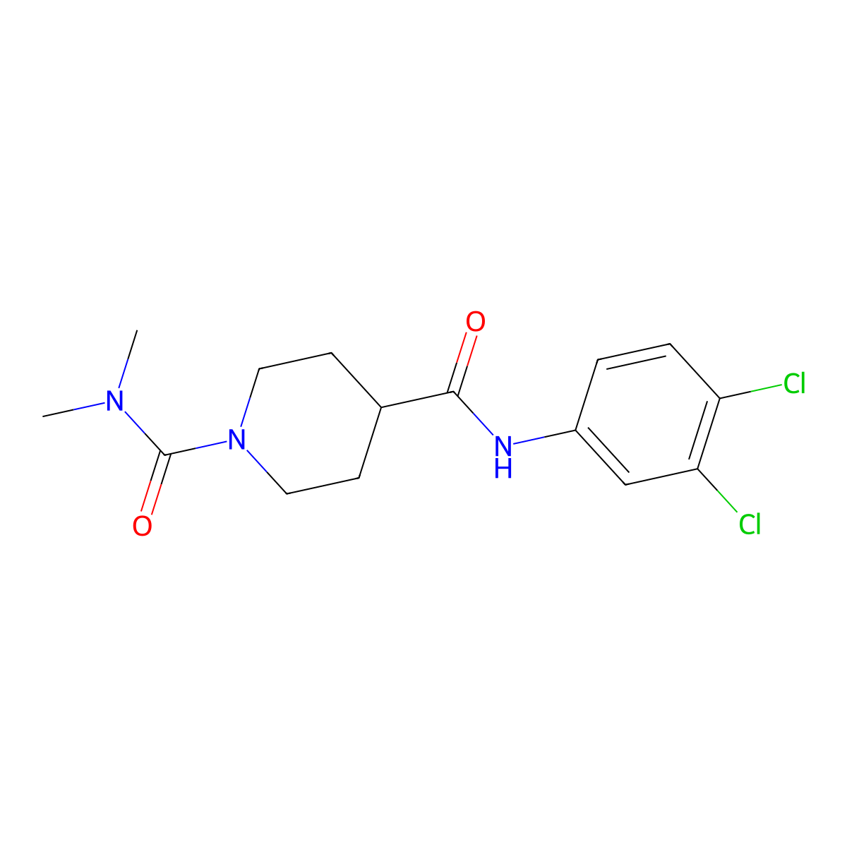 N~4~-(3,4-dichlorophenyl)-N~1~,N~1~-dimethylpiperidine-1,4-dicarboxamide molecular structure, CAS 1158504-08-5
