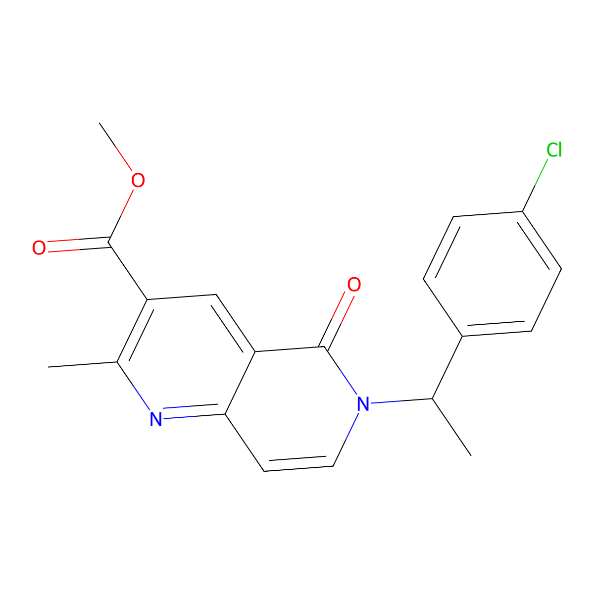 Methyl 6-[1-(4-chlorophenyl)ethyl]-2-methyl-5-oxo-5,6-dihydro-1,6-naphthyridine-3-carboxylate molecular structure, CAS 1158504-48-3