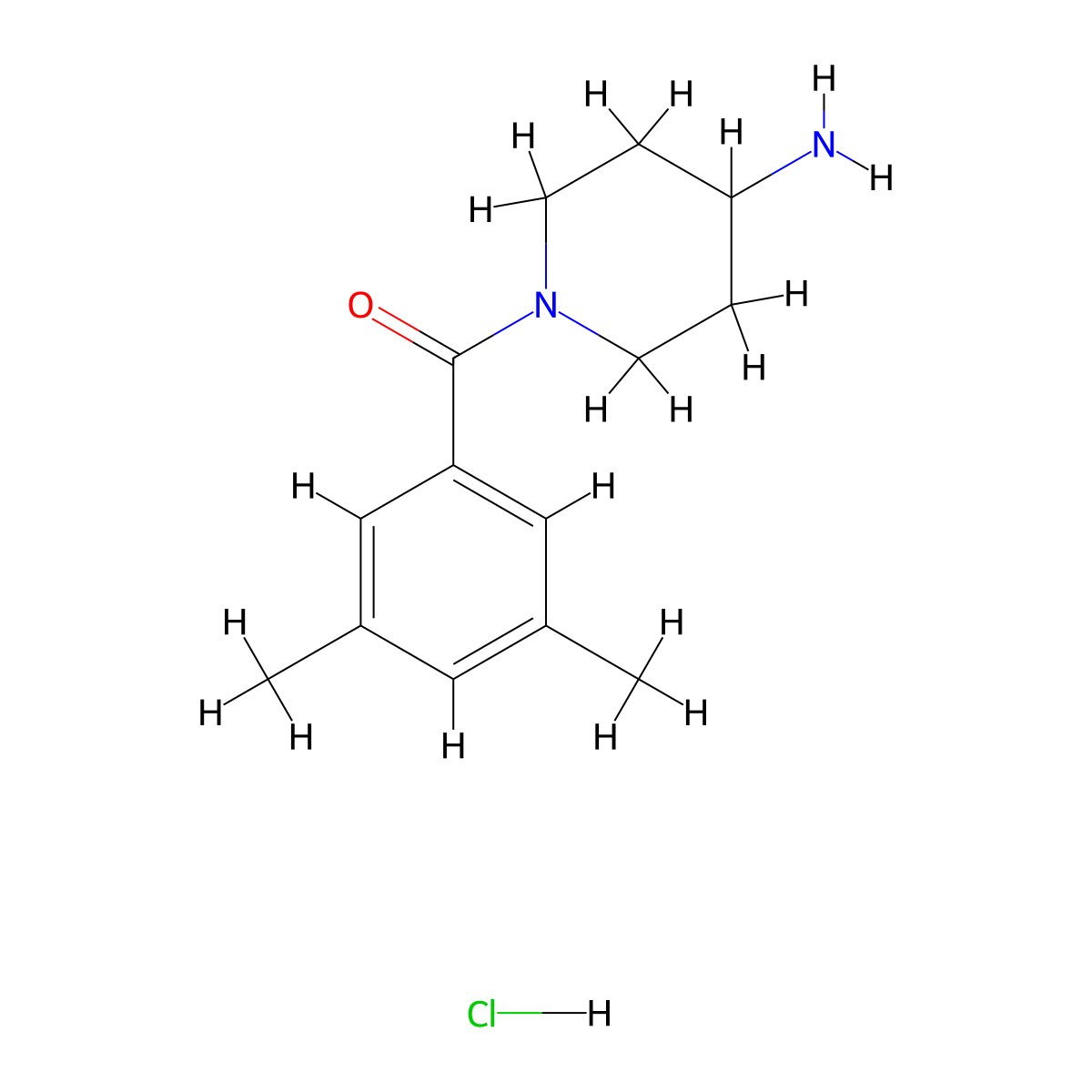 (4-Aminopiperidin-1-YL)(3,5-dimethylphenyl)methanone hydrochloride molecular structure, CAS 1158505-09-9