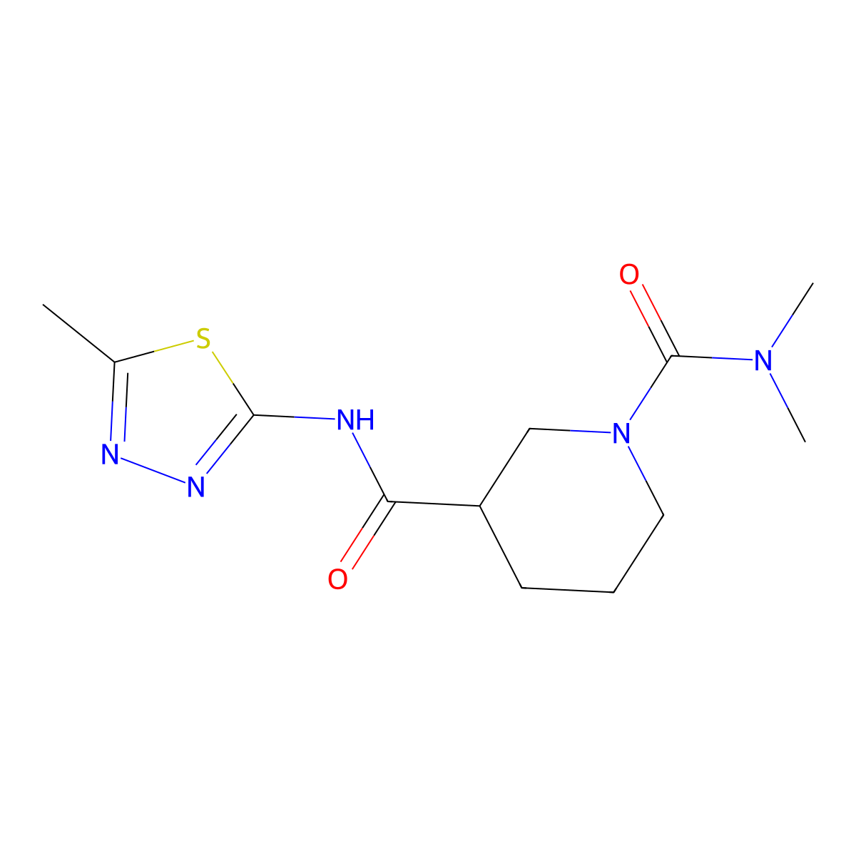 N~1~,N~1~-dimethyl-N~3~-(5-methyl-1,3,4-thiadiazol-2-yl)piperidine-1,3-dicarboxamide molecular structure, CAS 1158508-01-0
