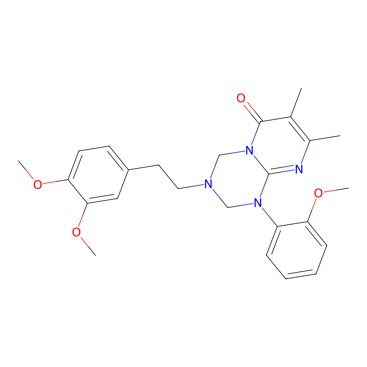3-[2-(3,4-Dimethoxyphenyl)ethyl]-1-(2-methoxyphenyl)-7,8-dimethyl-2,4-dihydropyrimido[1,2-a][1,3,5]triazin-6-one molecular structure, CAS 1158508-72-5