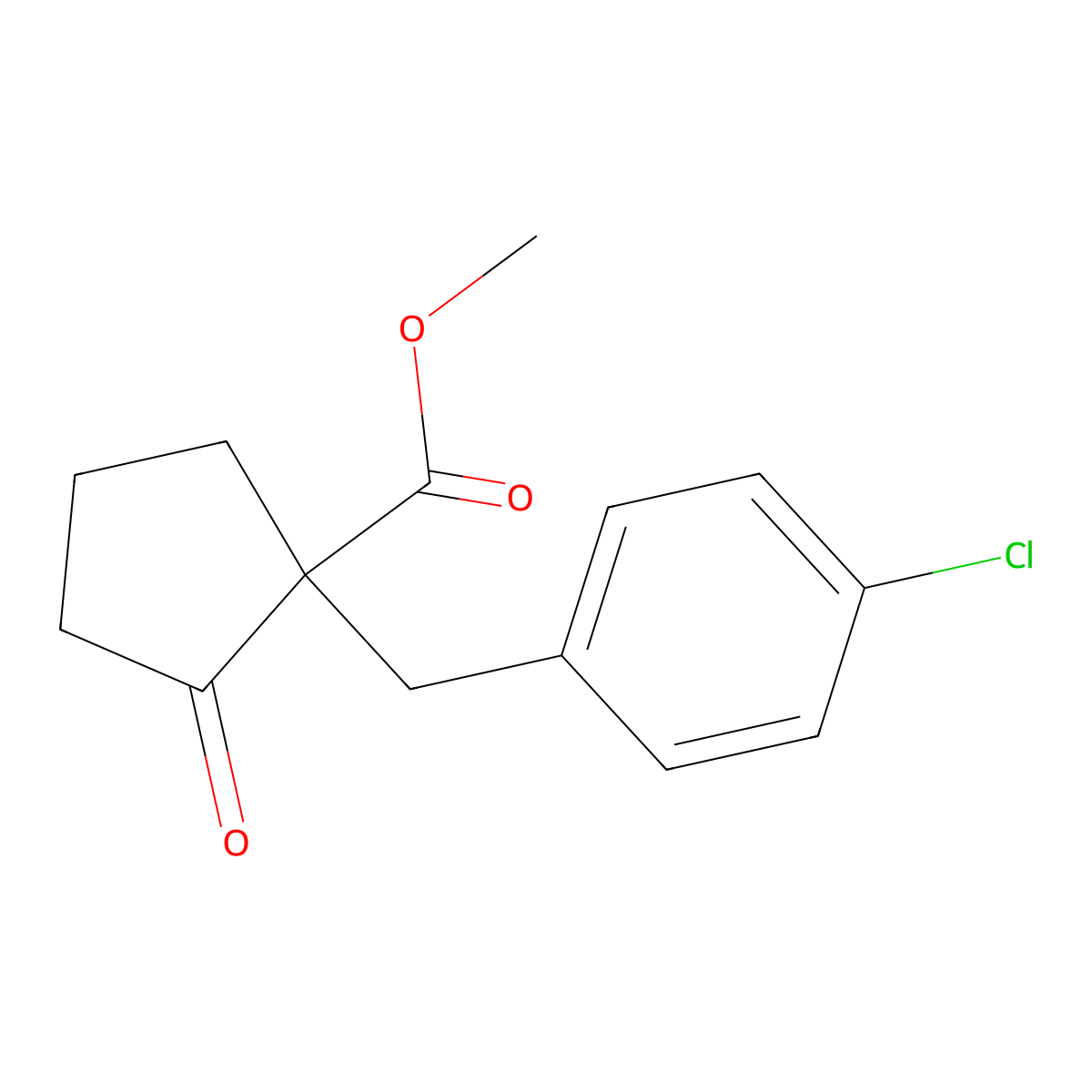 Methyl 1-[(4-chlorophenyl)methyl]-2-oxocyclopentane-1-carboxylate molecular structure, CAS 115851-73-5