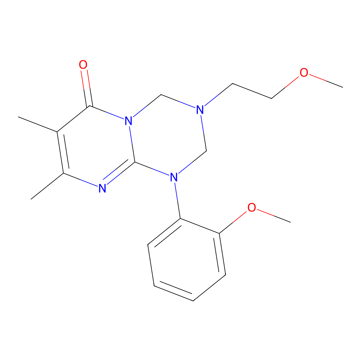 3-(2-Methoxyethyl)-1-(2-methoxyphenyl)-7,8-dimethyl-2,4-dihydropyrimido[1,2-a][1,3,5]triazin-6-one molecular structure, CAS 1158510-30-5