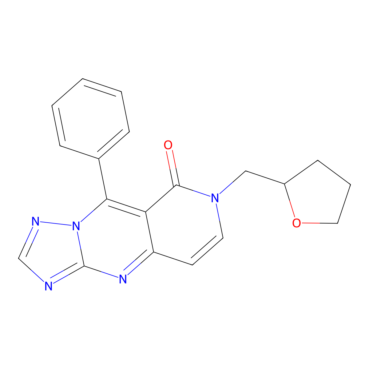 9-phenyl-7-(tetrahydrofuran-2-ylmethyl)pyrido[4,3-d][1,2,4]triazolo[1,5-a]pyrimidin-8(7H)-one molecular structure, CAS 1158511-19-3
