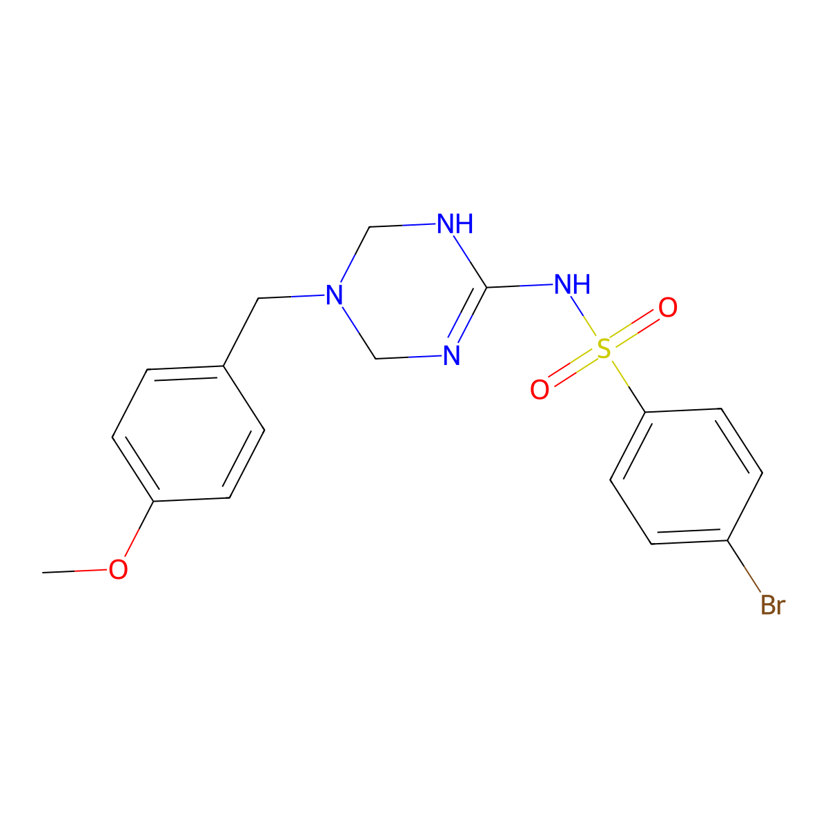 4-bromo-N-[5-(4-methoxybenzyl)-1,4,5,6-tetrahydro-1,3,5-triazin-2-yl]benzenesulfonamide molecular structure, CAS 1158512-08-3