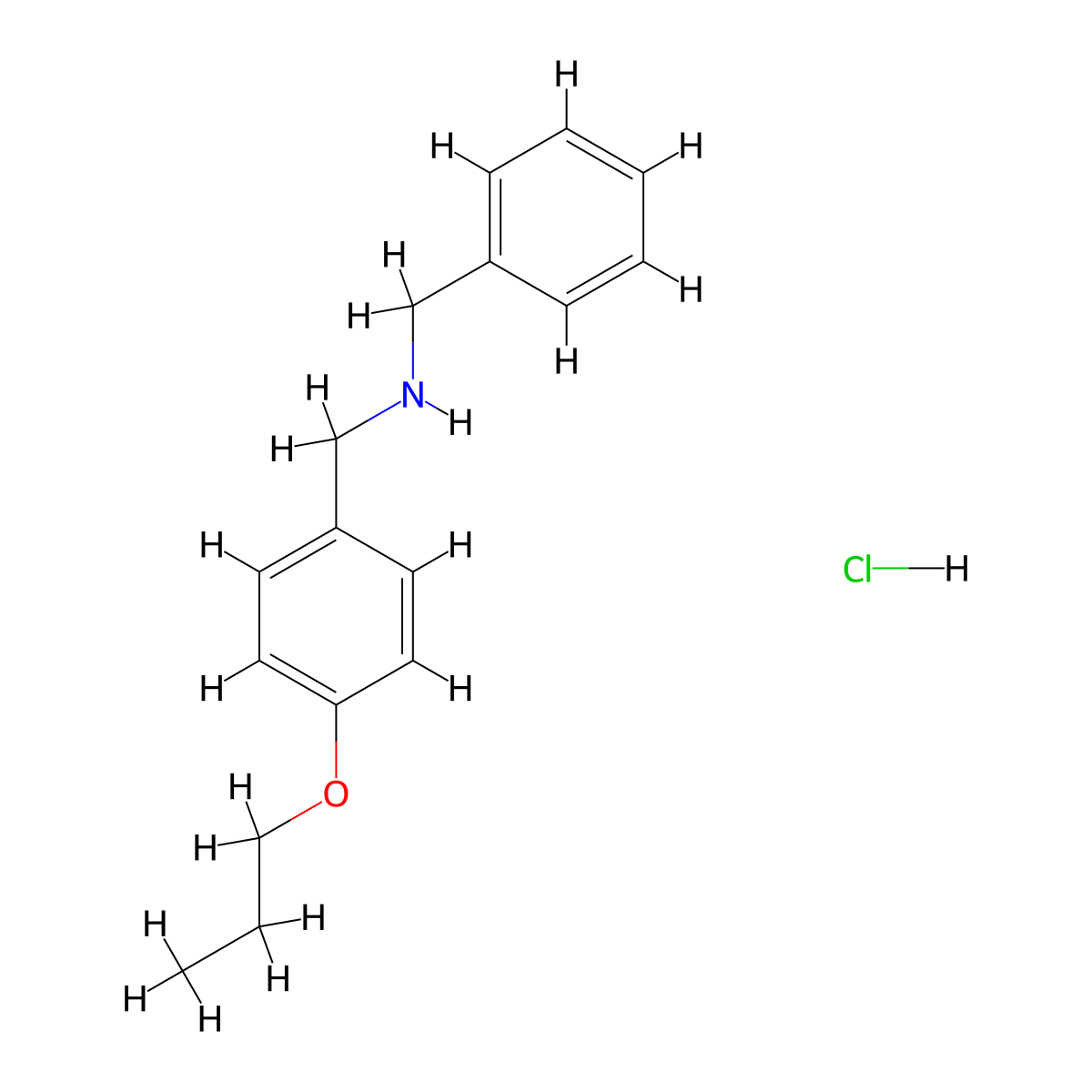 Benzyl((4-propoxyphenyl)methyl)amine hydrochloride molecular structure, CAS 1158513-52-0