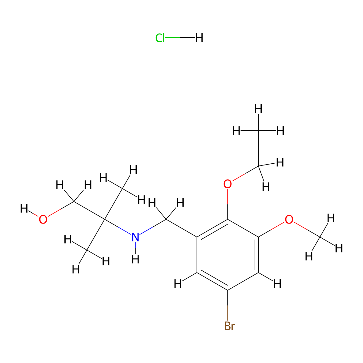2-[(5-Bromo-2-ethoxy-3-methoxybenzyl)amino]-2-methylpropan-1-ol hydrochloride molecular structure, CAS 1158514-89-6