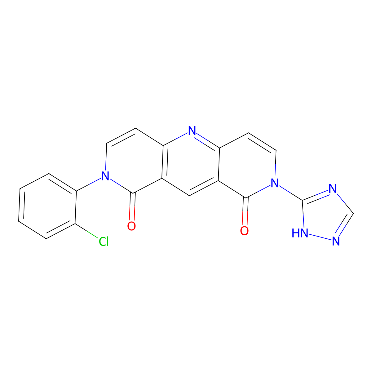 2-(2-chlorophenyl)-8-(1H-1,2,4-triazol-5-yl)pyrido[4,3-b][1,6]naphthyridine-1,9(2H,8H)-dione molecular structure, CAS 1158515-41-3