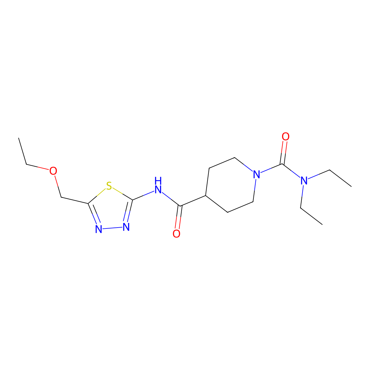N~4~-[5-(ethoxymethyl)-1,3,4-thiadiazol-2-yl]-N~1~,N~1~-diethylpiperidine-1,4-dicarboxamide molecular structure, CAS 1158516-21-2