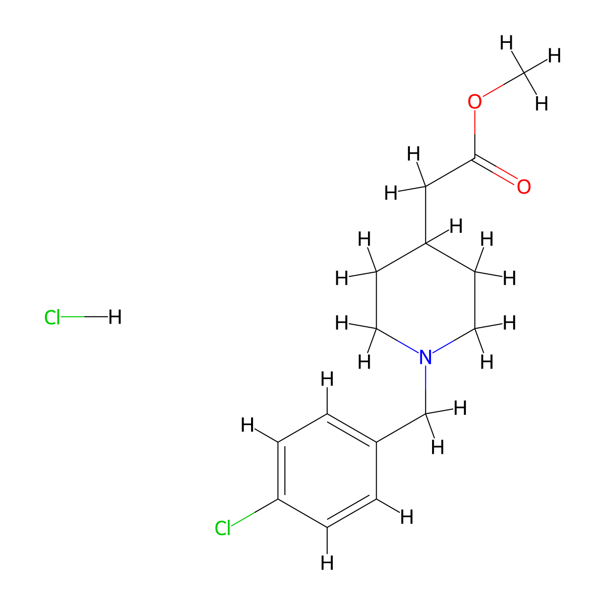 Methyl [1-(4-chlorobenzyl)piperidin-4-yl]acetate hydrochloride molecular structure, CAS 1158519-06-2