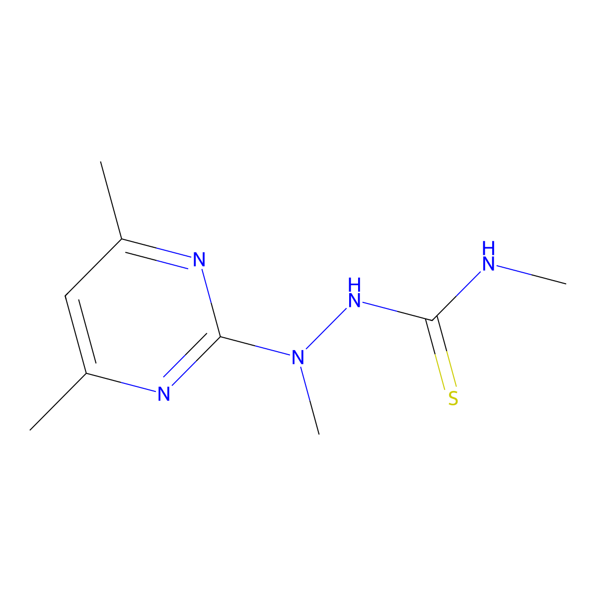 2-(4,6-dimethyl-2-pyrimidinyl)-N,2-dimethylhydrazinecarbothioamide molecular structure, CAS 115852-30-7