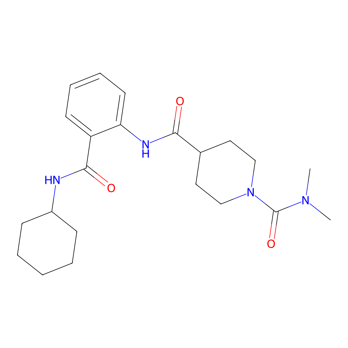 N~4~-[2-(cyclohexylcarbamoyl)phenyl]-N~1~,N~1~-dimethylpiperidine-1,4-dicarboxamide molecular structure, CAS 1158520-37-6