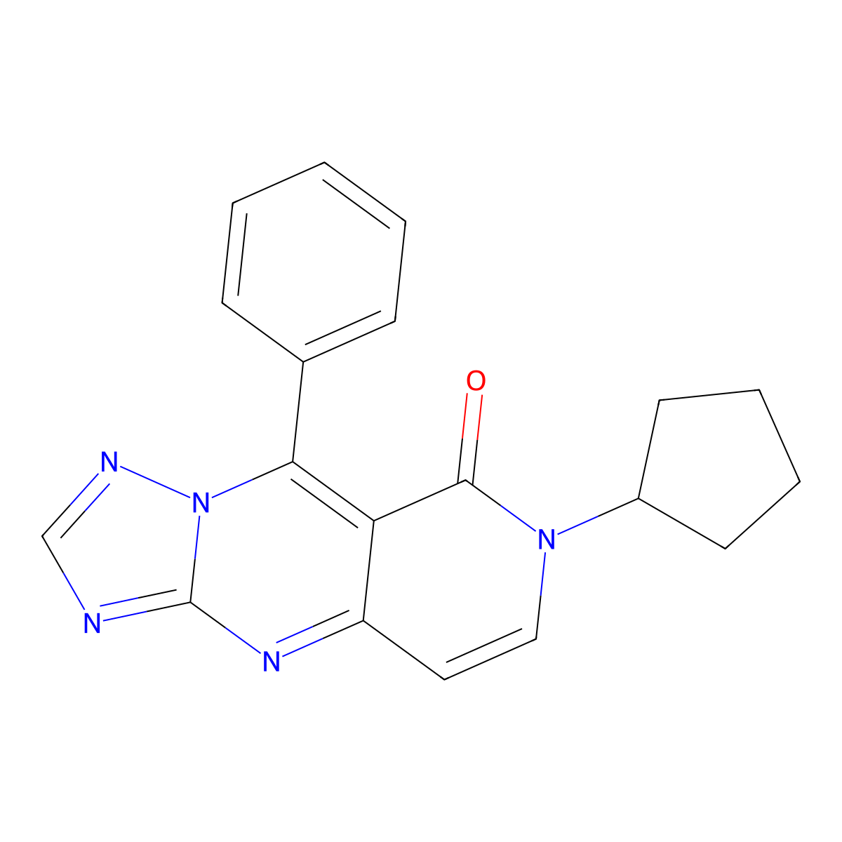 7-cyclopentyl-9-phenylpyrido[4,3-d][1,2,4]triazolo[1,5-a]pyrimidin-8(7H)-one molecular structure, CAS 1158522-40-7