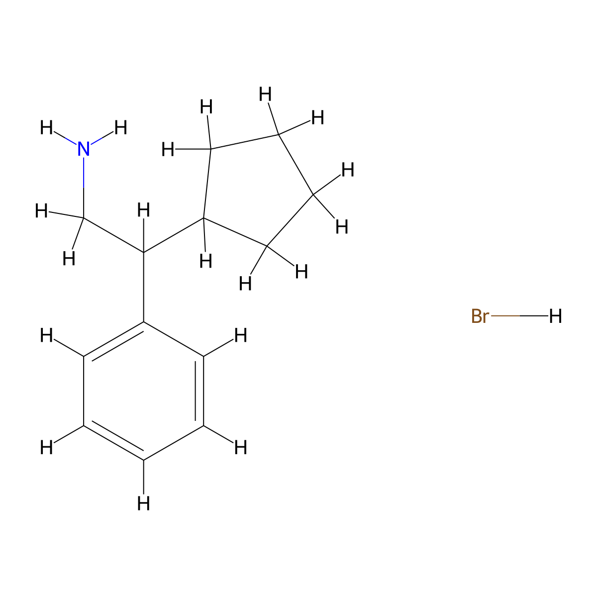 (2-Cyclopentyl-2-phenylethyl)amine hydrobromide molecular structure, CAS 1158522-60-1