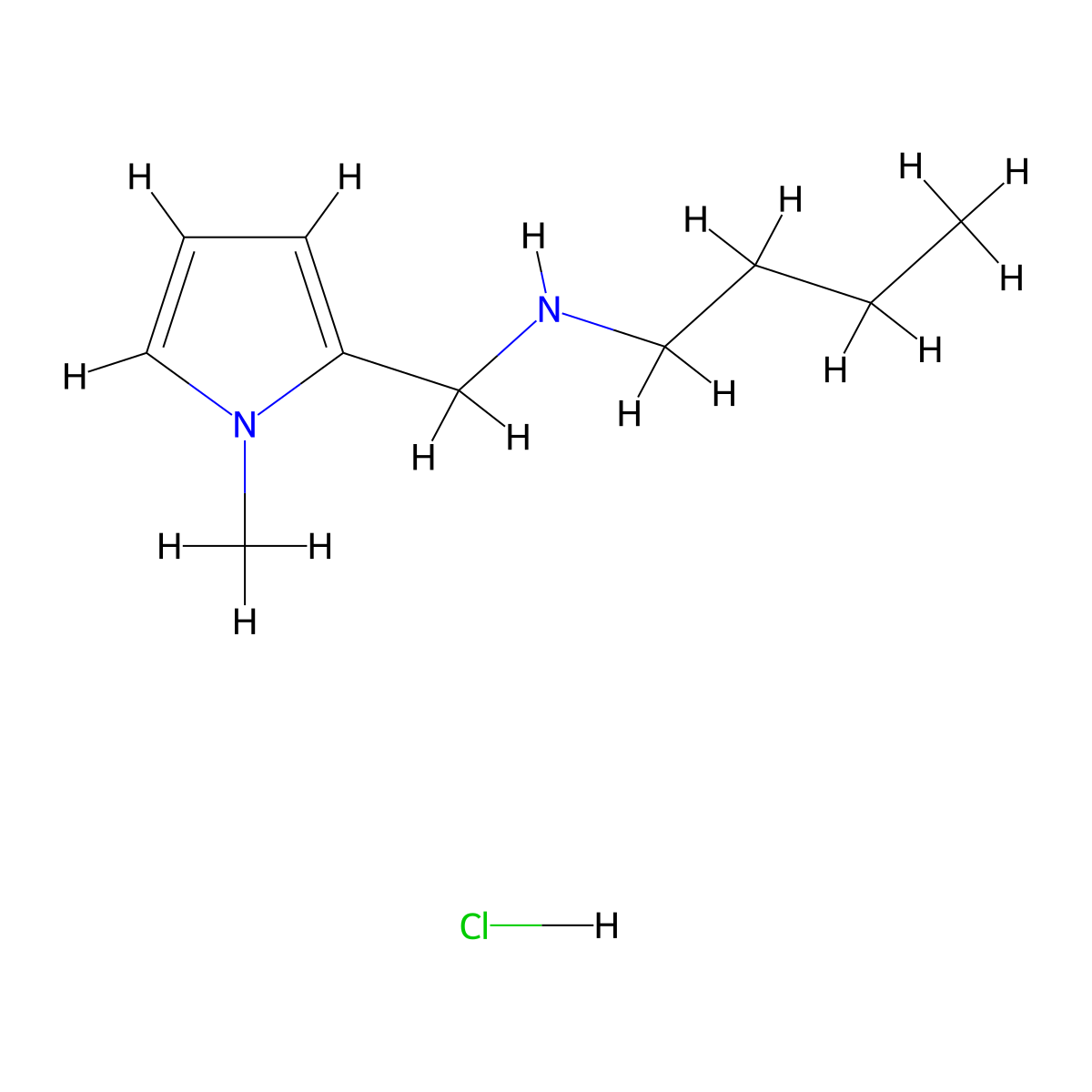 Butyl[(1-methyl-1H-pyrrol-2-yl)methyl]amine hydrochloride molecular structure, CAS 1158522-81-6