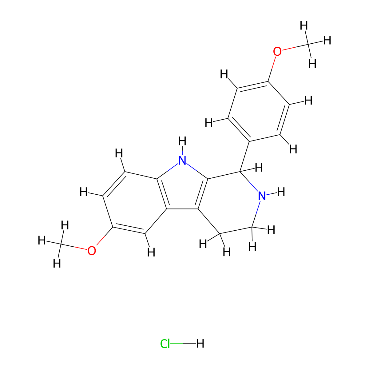 6-methoxy-1-(4-methoxyphenyl)-1H,2H,3H,4H,9H-pyrido(3,4-b)indole hydrochloride molecular structure, CAS 1158522-85-0