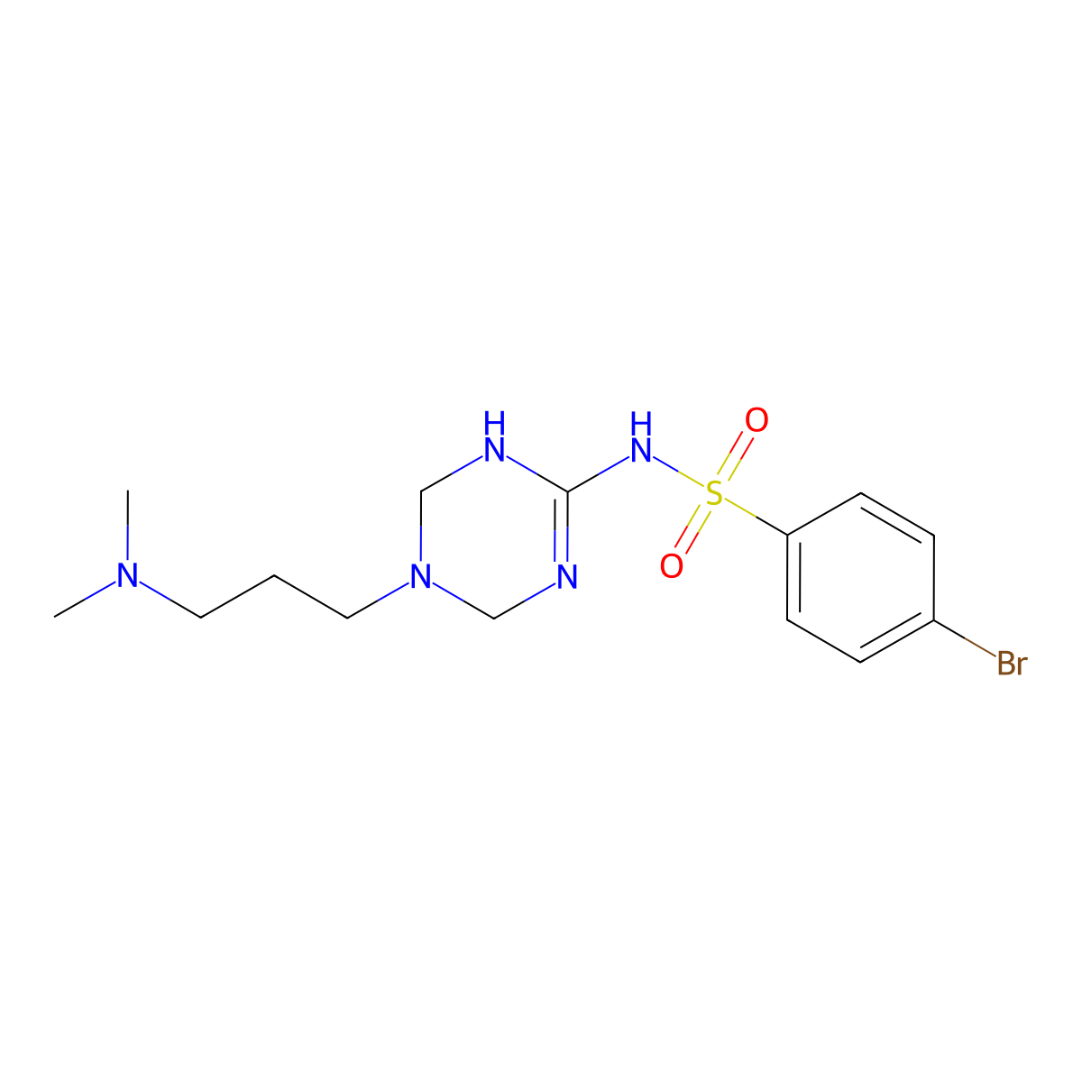 4-bromo-N-{5-[3-(dimethylamino)propyl]-1,4,5,6-tetrahydro-1,3,5-triazin-2-yl}benzenesulfonamide molecular structure, CAS 1158524-09-4