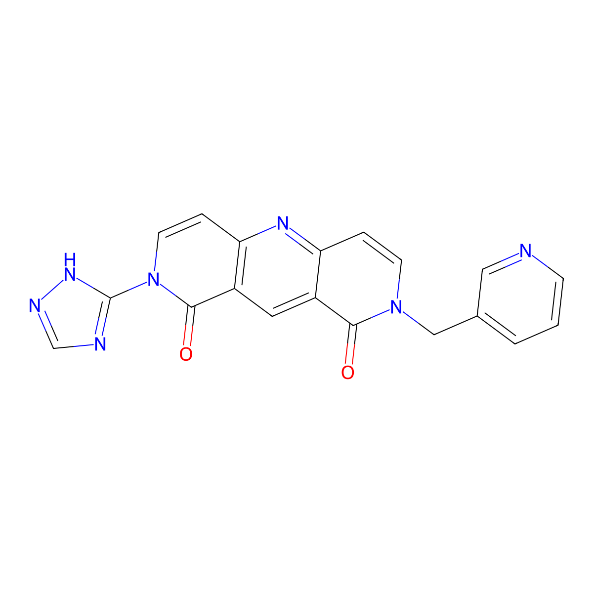 2-(pyridin-3-ylmethyl)-8-(1H-1,2,4-triazol-5-yl)pyrido[4,3-b][1,6]naphthyridine-1,9(2H,8H)-dione molecular structure, CAS 1158524-83-4