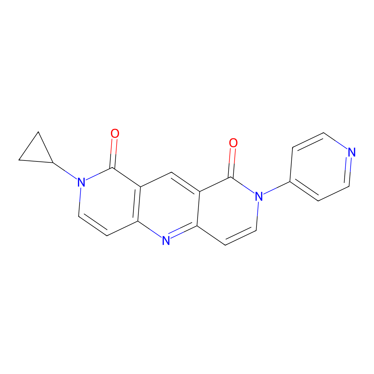 2-cyclopropyl-8-(pyridin-4-yl)pyrido[4,3-b][1,6]naphthyridine-1,9(2H,8H)-dione molecular structure, CAS 1158526-36-3