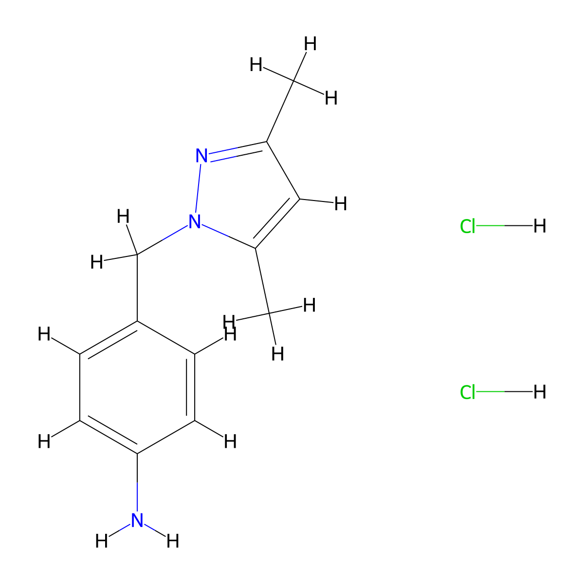 4-[(3,5-dimethyl-1H-pyrazol-1-yl)methyl]aniline dihydrochloride molecular structure, CAS 1158527-40-2