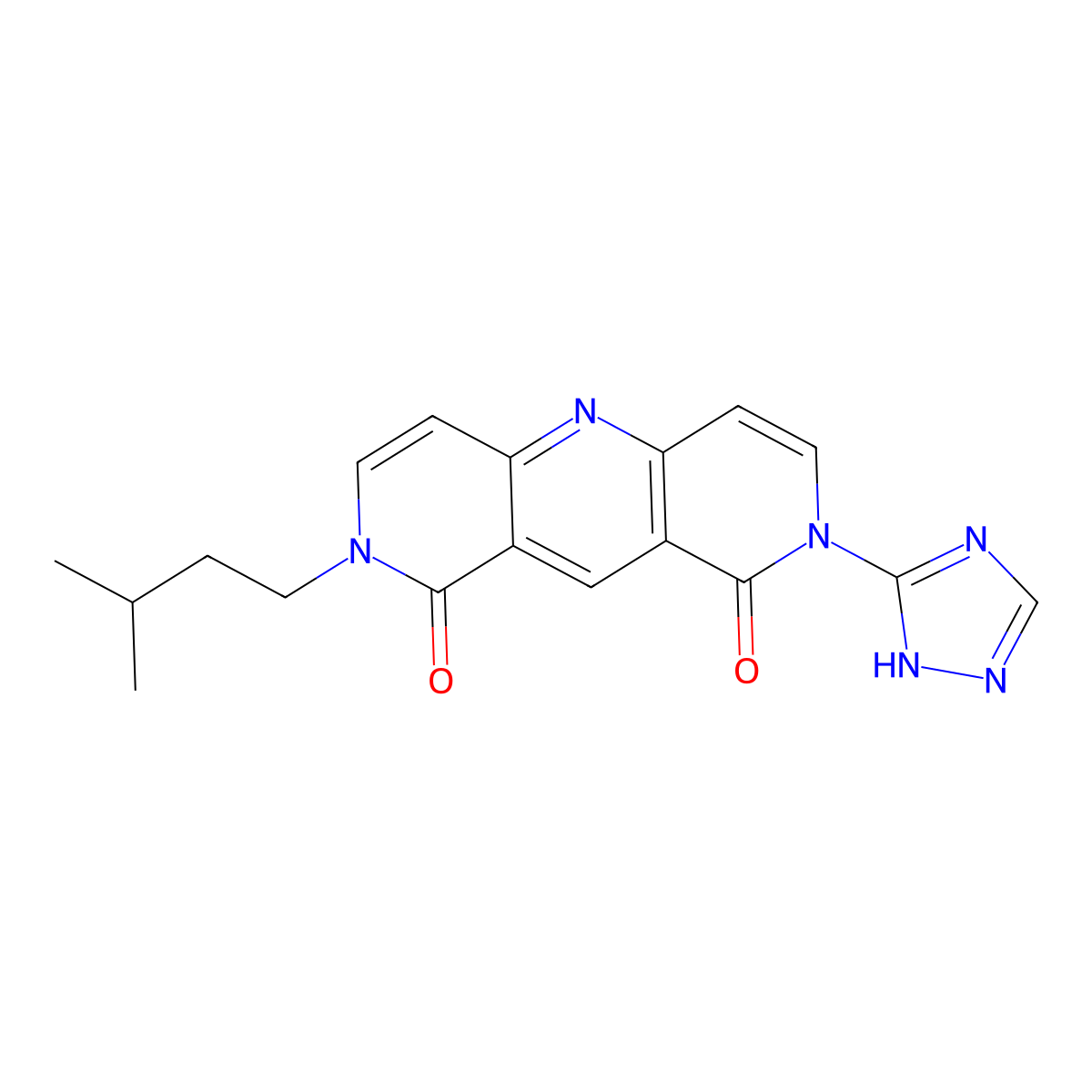 2-isopentyl-8-(1H-1,2,4-triazol-5-yl)pyrido[4,3-b][1,6]naphthyridine-1,9(2H,8H)-dione molecular structure, CAS 1158528-50-7
