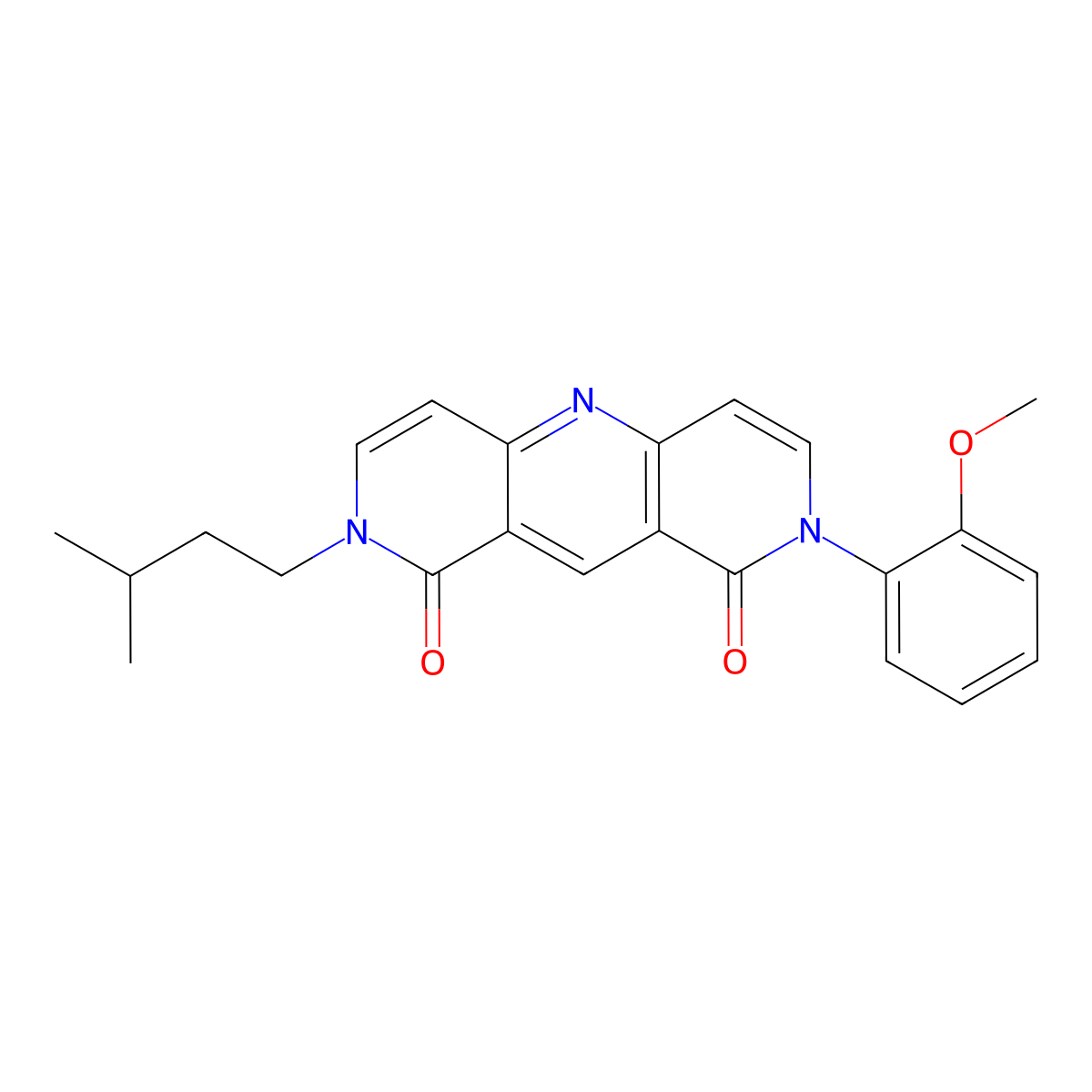 2-(2-methoxyphenyl)-8-(3-methylbutyl)pyrido[4,3-b][1,6]naphthyridine-1,9(2H,8H)-dione molecular structure, CAS 1158528-86-9