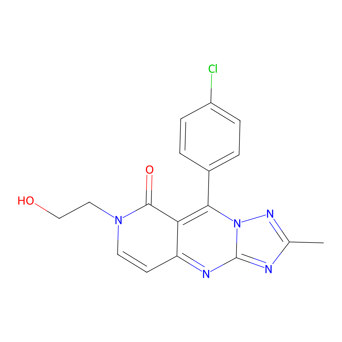 9-(4-chlorophenyl)-7-(2-hydroxyethyl)-2-methylpyrido[4,3-d][1,2,4]triazolo[1,5-a]pyrimidin-8(7H)-one molecular structure, CAS 1158529-14-6