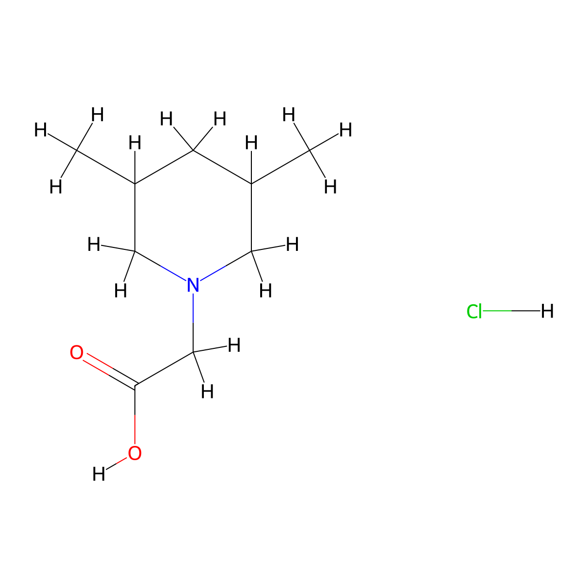 (3,5-Dimethylpiperidin-1-yl)acetic acid hydrochloride molecular structure, CAS 1158530-01-8