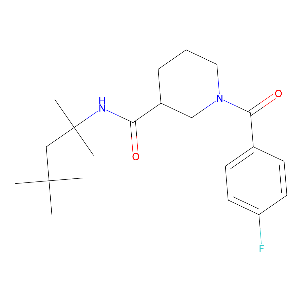 1-(4-fluorobenzoyl)-N-(2,4,4-trimethylpentan-2-yl)piperidine-3-carboxamide molecular structure, CAS 1158530-36-9