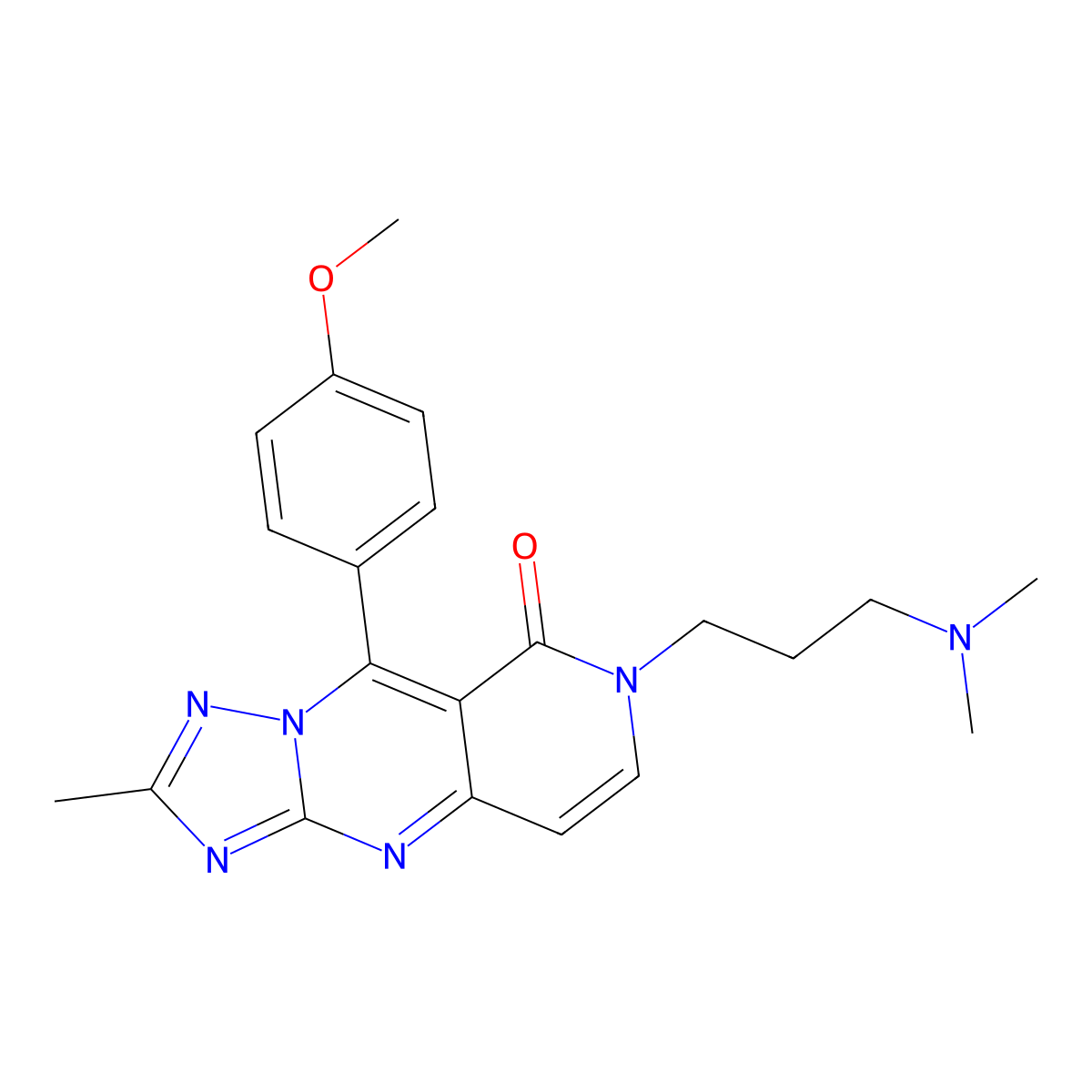 7-[3-(dimethylamino)propyl]-9-(4-methoxyphenyl)-2-methylpyrido[4,3-d][1,2,4]triazolo[1,5-a]pyrimidin-8(7H)-one molecular structure, CAS 1158533-25-5