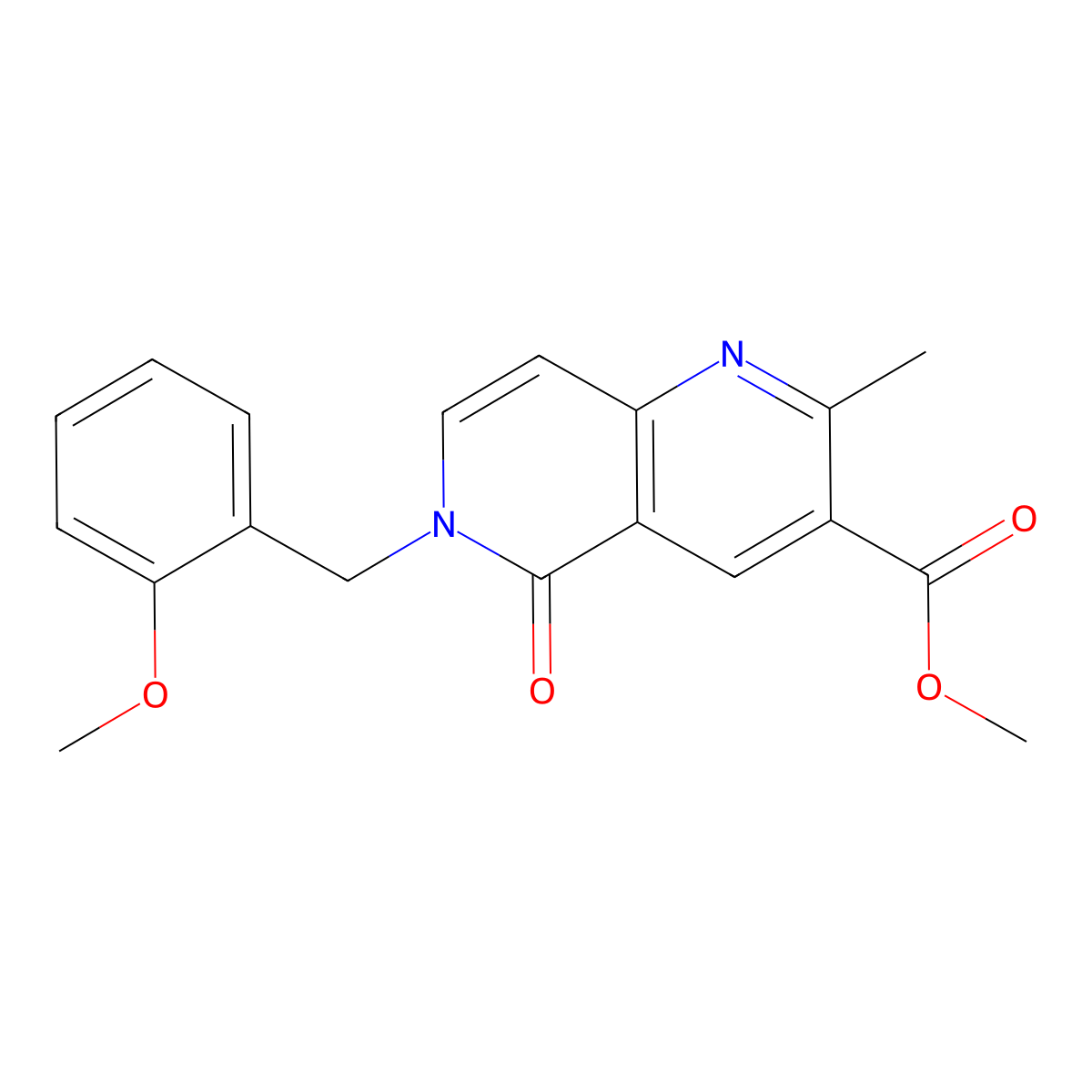 Methyl 6-(2-methoxybenzyl)-2-methyl-5-oxo-5,6-dihydro-1,6-naphthyridine-3-carboxylate molecular structure, CAS 1158536-55-0