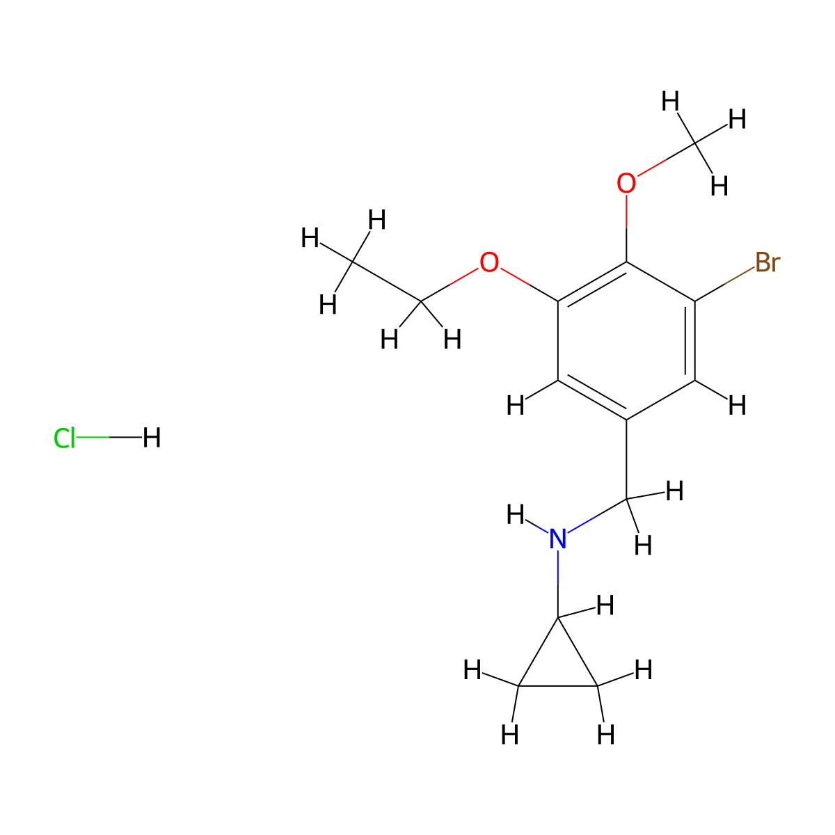 N-(3-bromo-5-ethoxy-4-methoxybenzyl)cyclopropanamine hydrochloride molecular structure, CAS 1158538-05-6