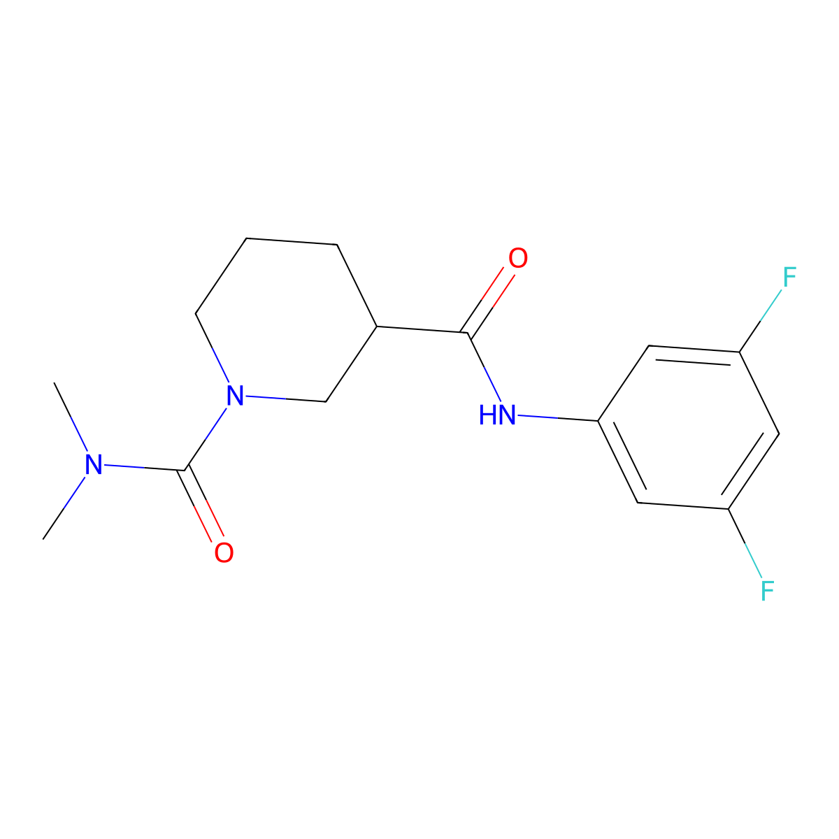 N~3~-(3,5-difluorophenyl)-N~1~,N~1~-dimethylpiperidine-1,3-dicarboxamide molecular structure, CAS 1158538-66-9