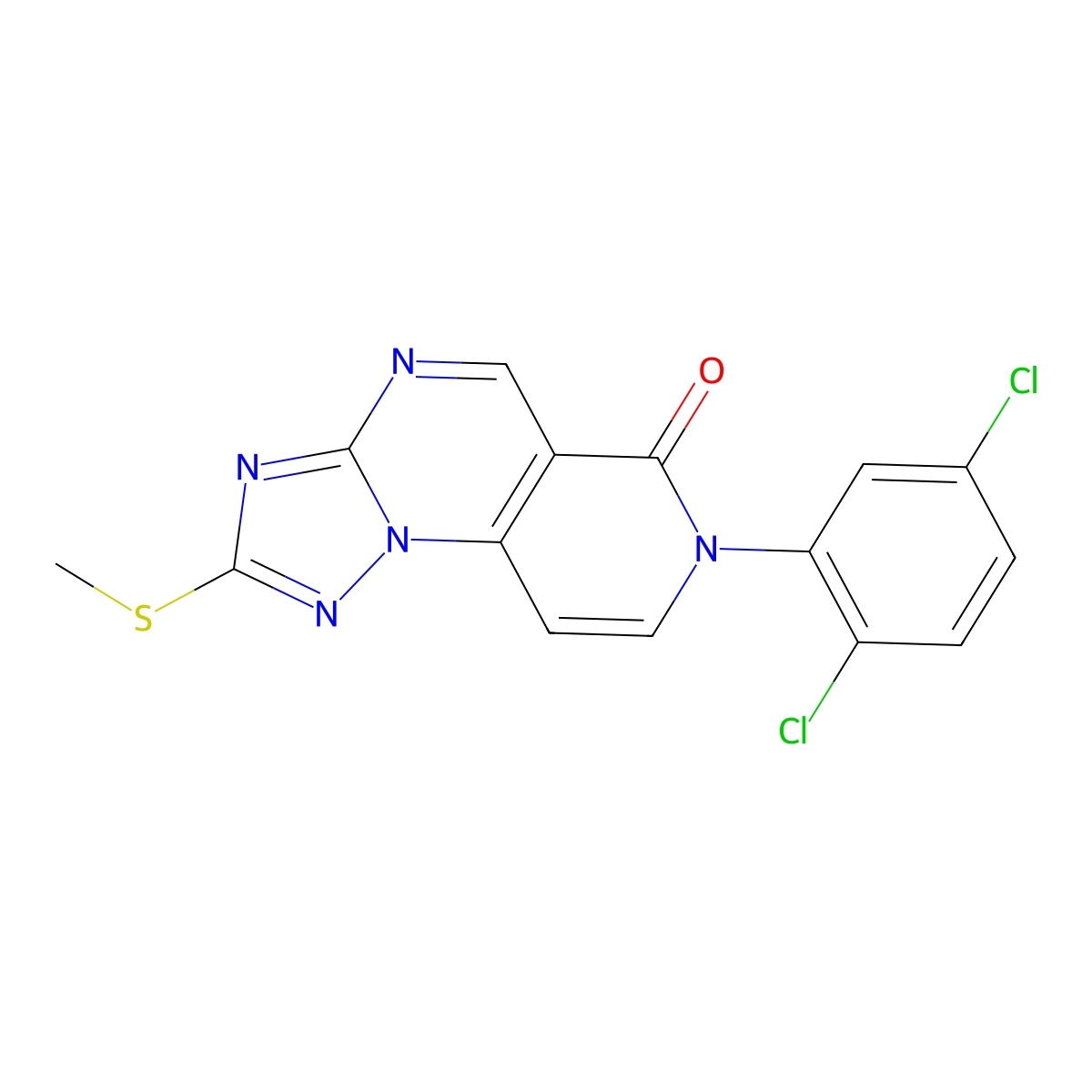 7-(2,5-dichlorophenyl)-2-(methylthio)pyrido[3,4-e][1,2,4]triazolo[1,5-a]pyrimidin-6(7H)-one molecular structure, CAS 1158539-47-9
