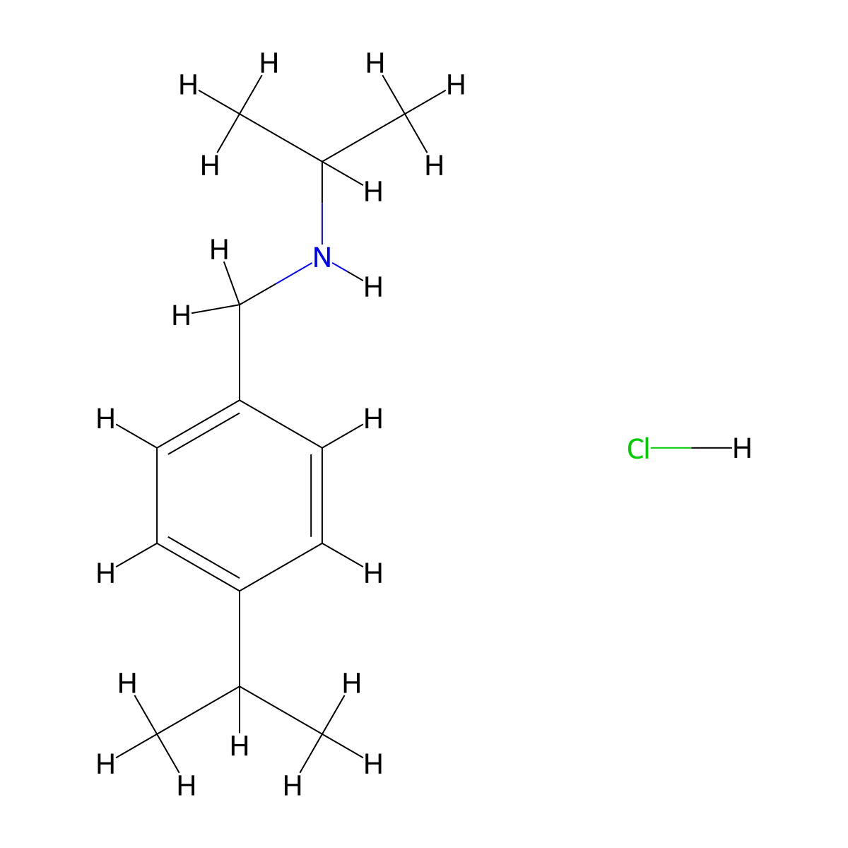 (Propan-2-yl)({[4-(propan-2-yl)phenyl]methyl})amine hydrochloride molecular structure, CAS 1158543-35-1