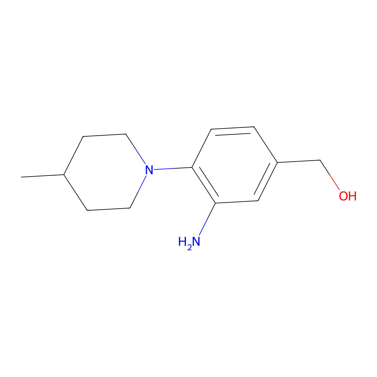 (3-Amino-4-(4-methylpiperidin-1-yl)phenyl)methanol molecular structure, CAS 1158544-22-9