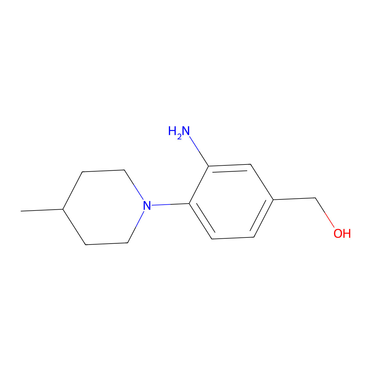 (3-Amino-4-(4-methylpiperidin-1-yl)phenyl)methanol molecular structure, CAS 1158544-22-9