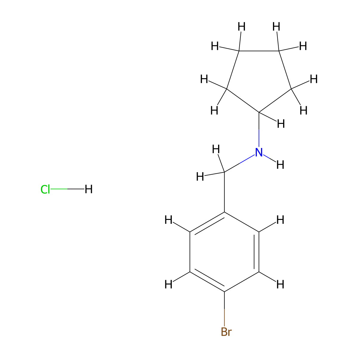 N-[(4-Bromophenyl)methyl]cyclopentanamine hydrochloride molecular structure, CAS 1158544-96-7