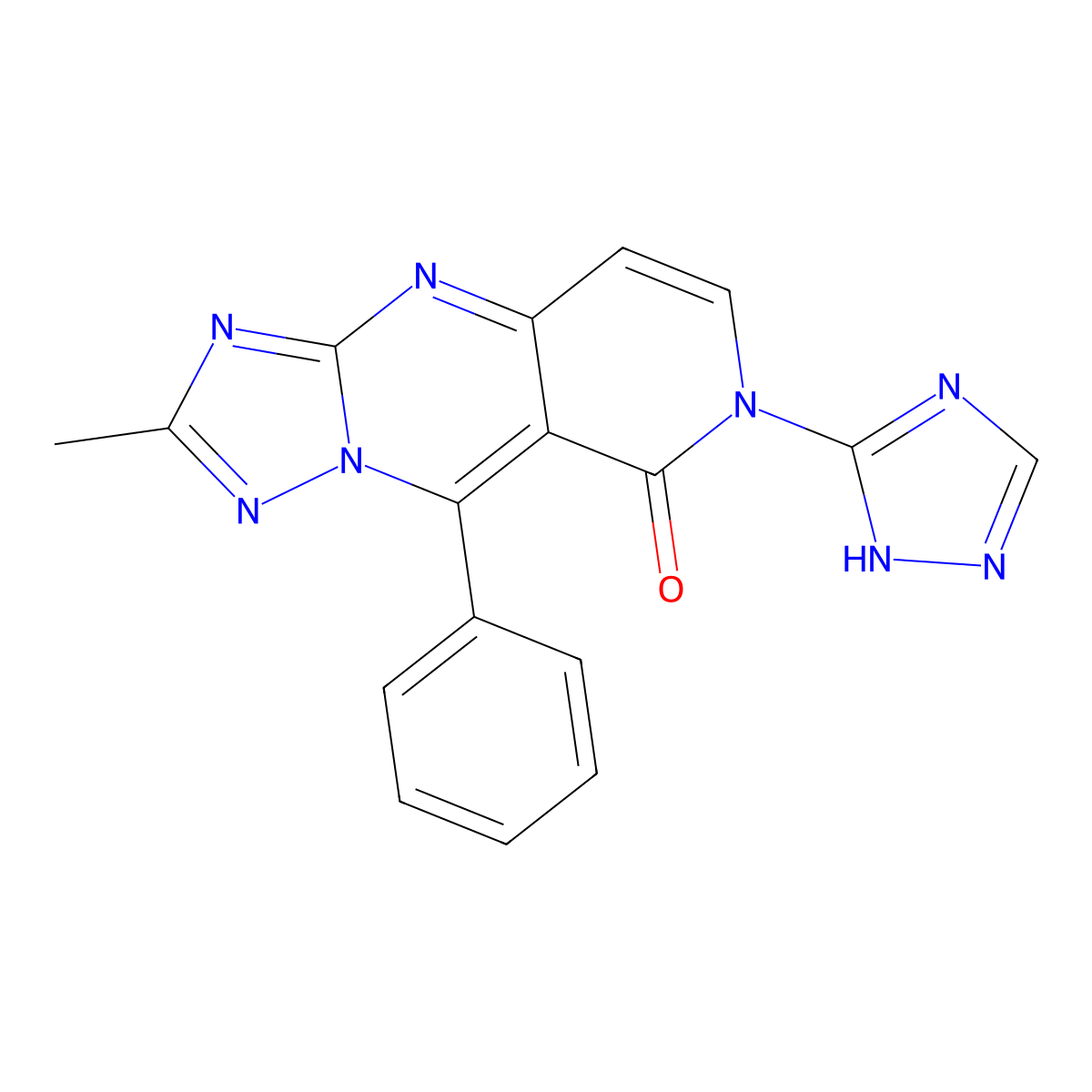 2-methyl-9-phenyl-7-(1H-1,2,4-triazol-5-yl)pyrido[4,3-d][1,2,4]triazolo[1,5-a]pyrimidin-8(7H)-one molecular structure, CAS 1158547-88-6