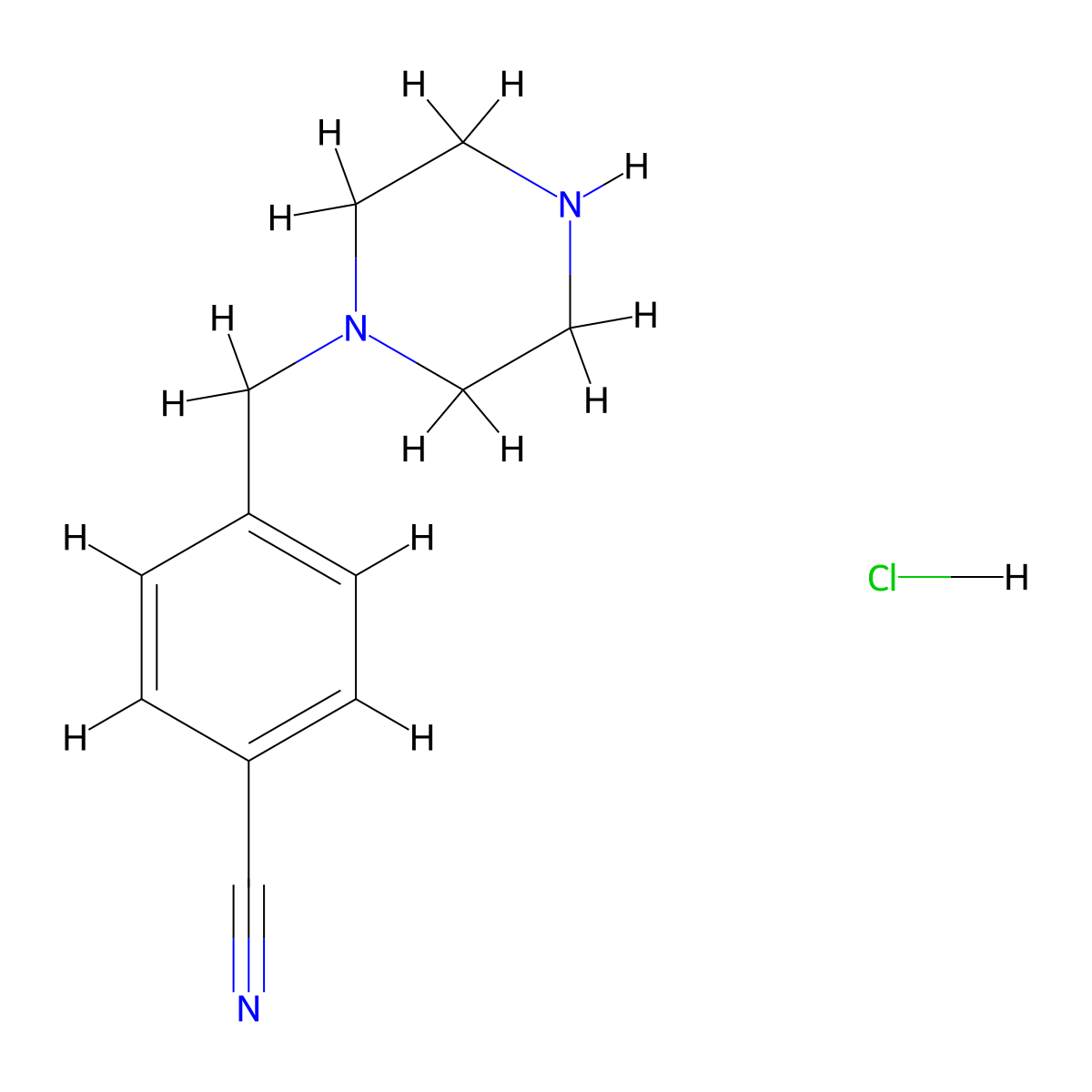 4-(Piperazin-1-ylmethyl)benzonitrile hydrochloride molecular structure, CAS 1158548-82-3