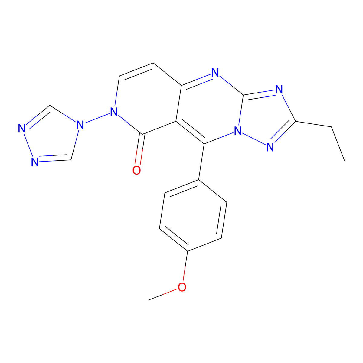 2-ethyl-9-(4-methoxyphenyl)-7-(4H-1,2,4-triazol-4-yl)pyrido[4,3-d][1,2,4]triazolo[1,5-a]pyrimidin-8(7H)-one molecular structure, CAS 1158548-83-4