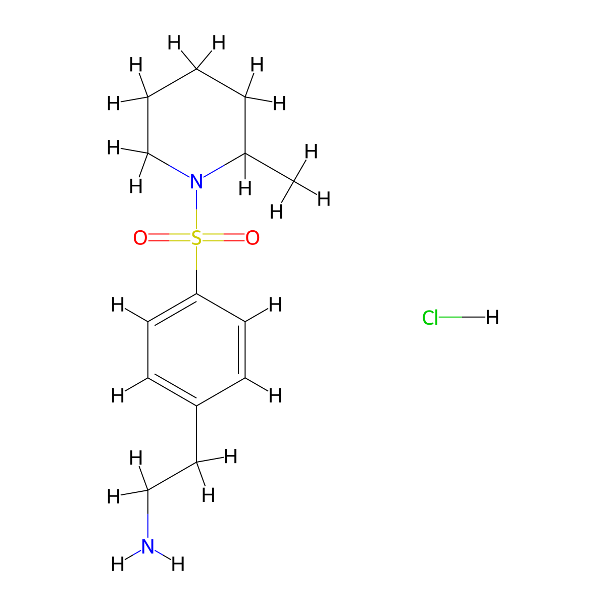 2-{4-[(2-Methylpiperidin-1-yl)sulfonyl]phenyl}ethan-1-amine hydrochloride molecular structure, CAS 1158551-79-1