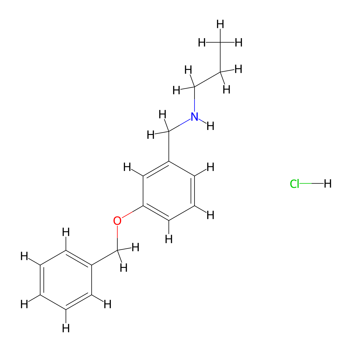 {[3-(Benzyloxy)phenyl]methyl}(propyl)amine hydrochloride molecular structure, CAS 1158553-96-8