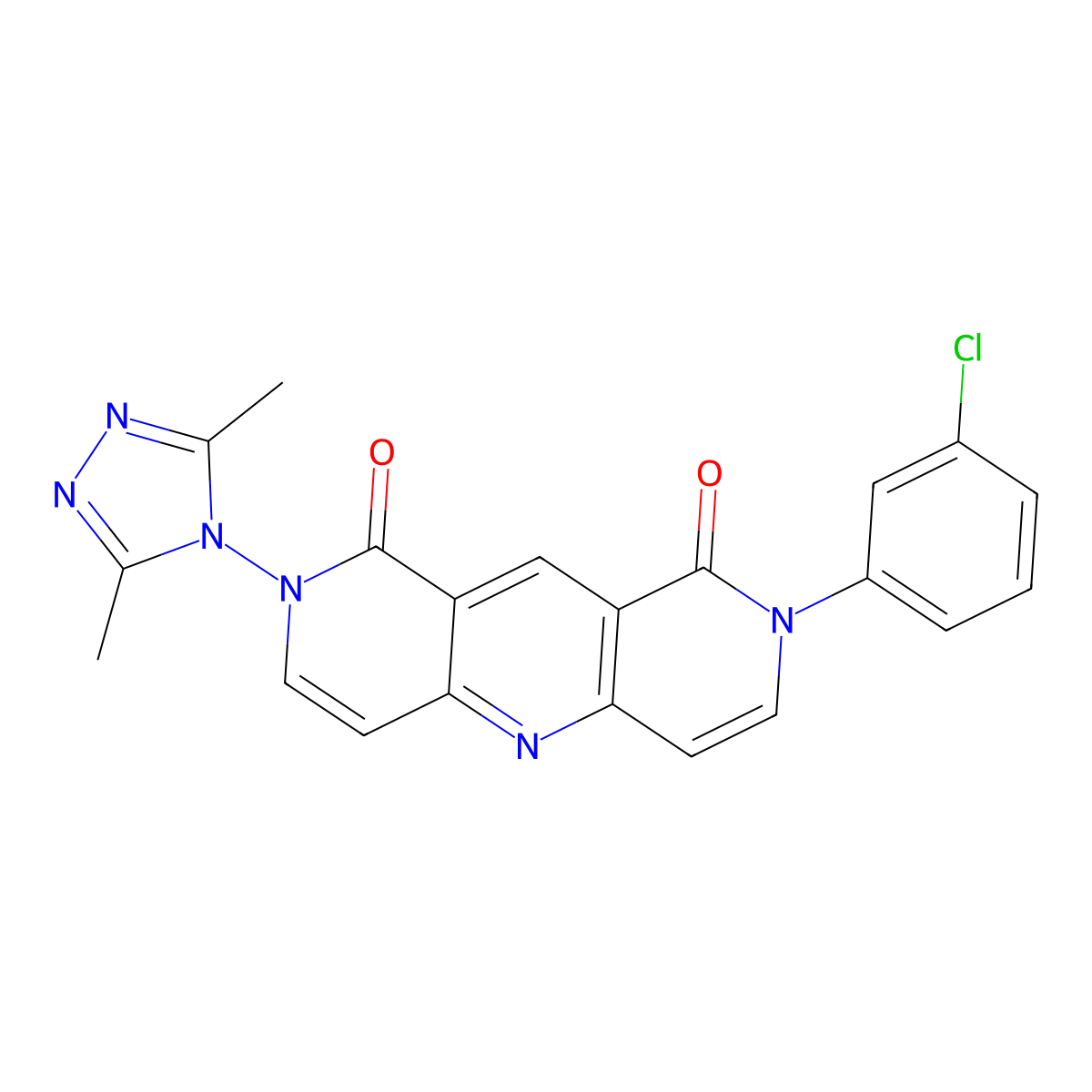2-(3-chlorophenyl)-8-(3,5-dimethyl-4H-1,2,4-triazol-4-yl)pyrido[4,3-b][1,6]naphthyridine-1,9(2H,8H)-dione molecular structure, CAS 1158554-41-6