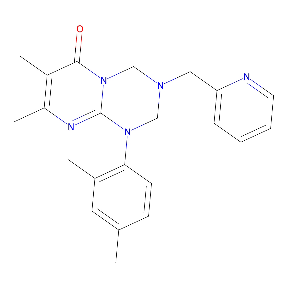 1-(2,4-dimethylphenyl)-7,8-dimethyl-3-(pyridin-2-ylmethyl)-1,2,3,4-tetrahydro-6H-pyrimido[1,2-a][1,3,5]triazin-6-one molecular structure, CAS 1158555-99-7