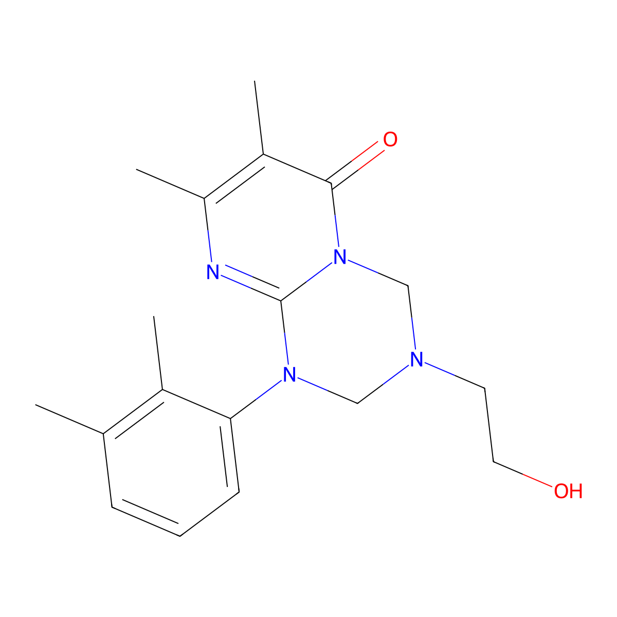 1-(2,3-dimethylphenyl)-3-(2-hydroxyethyl)-7,8-dimethyl-1,2,3,4-tetrahydro-6H-pyrimido[1,2-a][1,3,5]triazin-6-one molecular structure, CAS 1158556-78-5