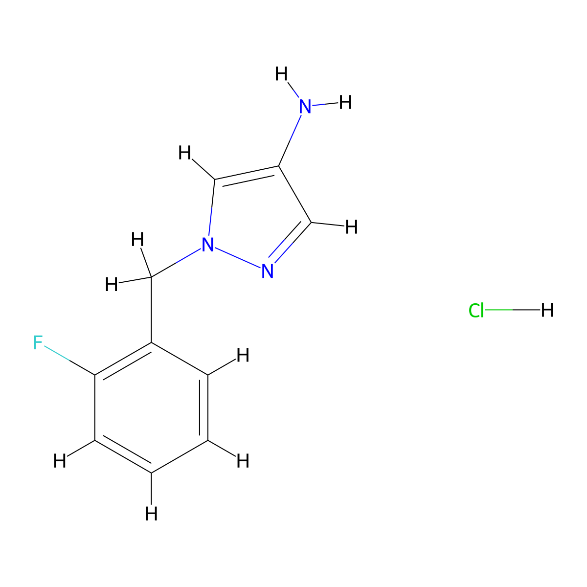 1-(2-fluorobenzyl)-1H-pyrazol-4-amine hydrochloride molecular structure, CAS 1158557-85-7